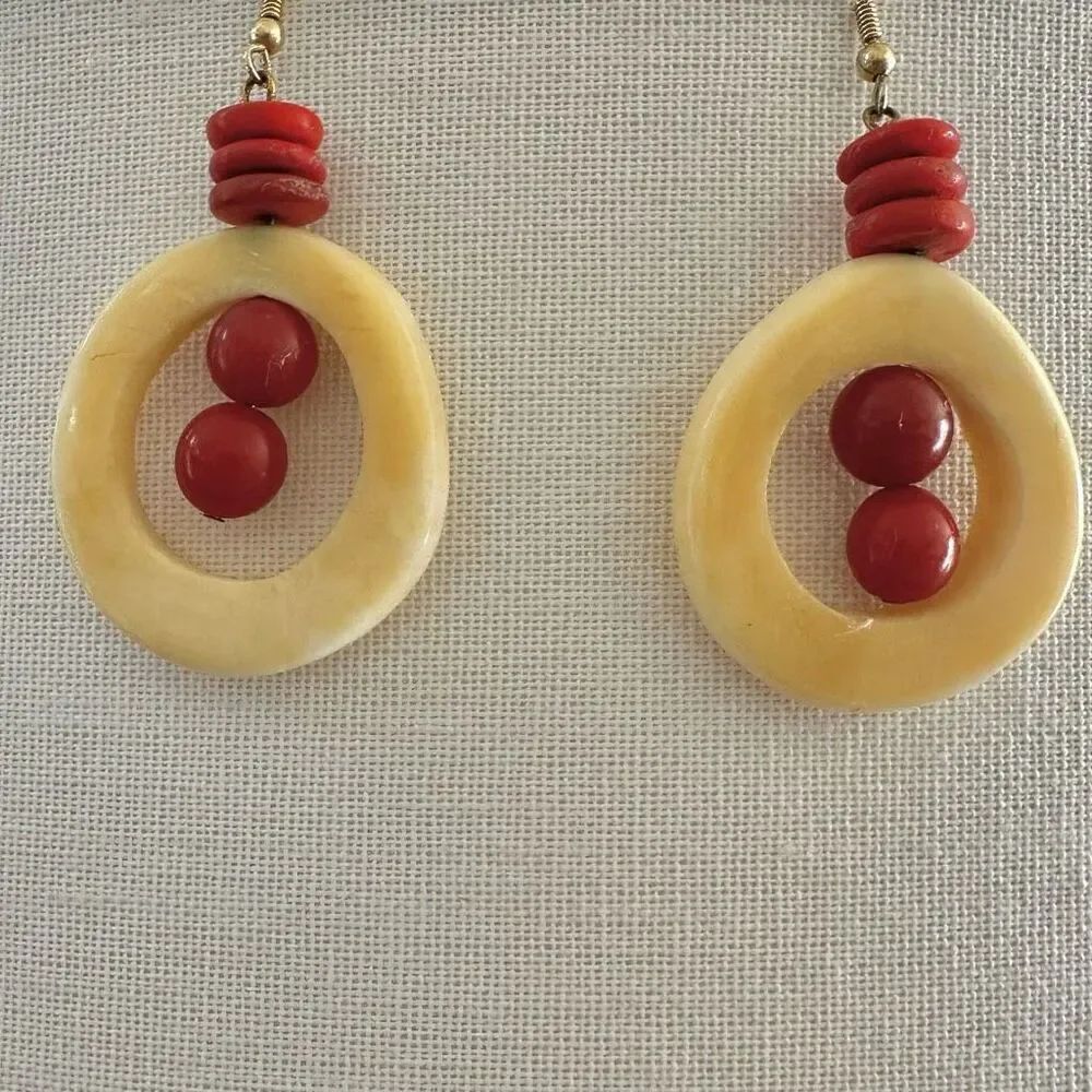 Beaded bone drop earrings